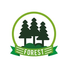 Canvas Print - Forest logo and tree pine green vector