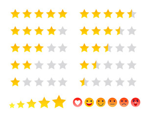 Wall Mural - Stars icons and smilies ranking scales set vector illustration.