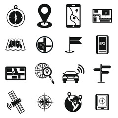 Poster - Navigation icons set in simple ctyle. Location on terrain set collection vector illustration