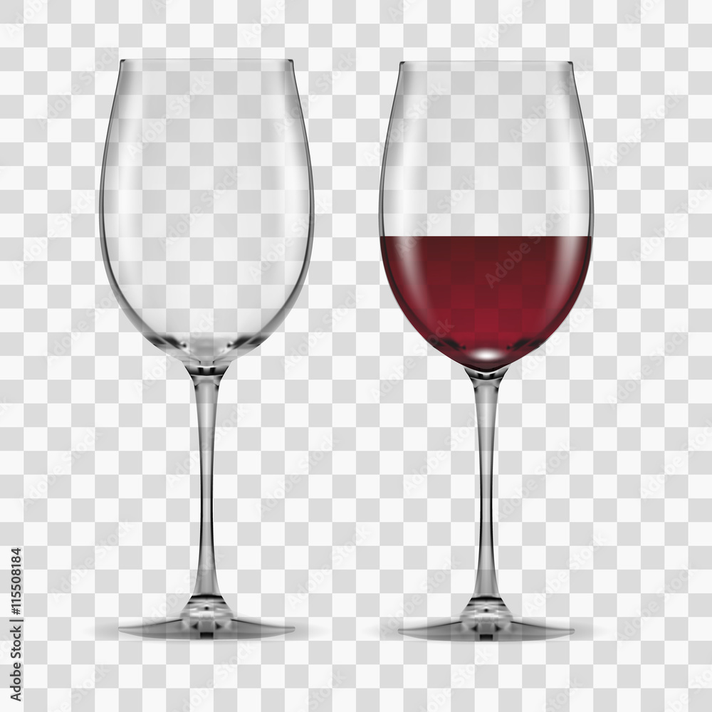 big reds wine glass empty and none - obrazy, fototapety, plakaty 