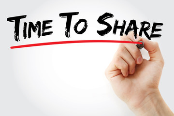 Poster - Hand writing Time To Share with marker, concept background