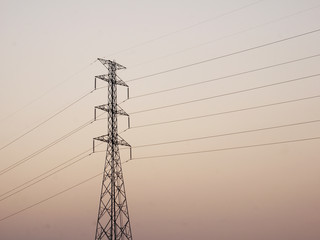 high voltage post.High-voltage tower sky background