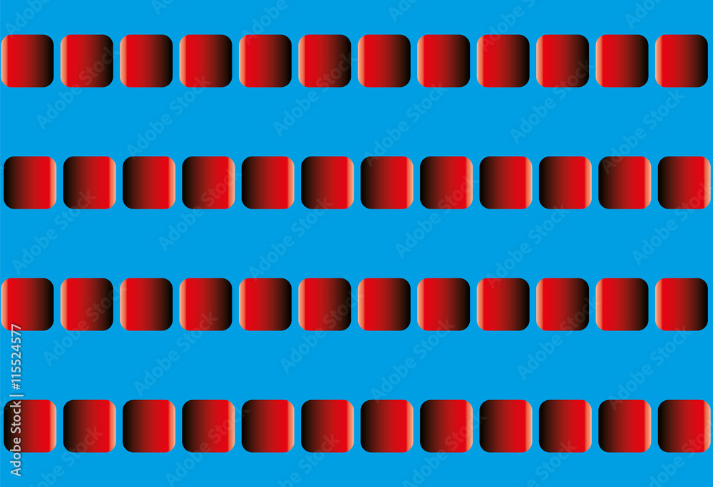 Illusory motion, optical illusion - the rows of red squares seem to ...