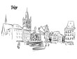 Trier Market Square Outline Sketch