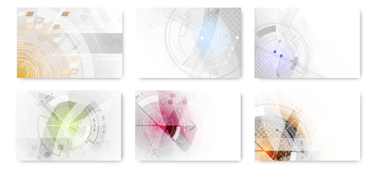 Fototapete - Set of abstract technological futuristic background.