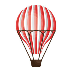 Red hot air balloon flying, isolated flat icon vector illustration graphic.