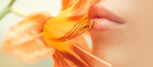 Sensual Lips Kiss Lily Flower