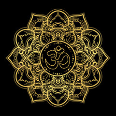 golden OM mandala