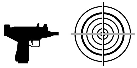 Sticker - Cible et une arme automatique Uzi