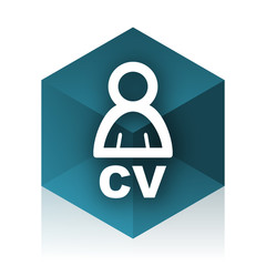 Aufkleber - cv blue cube icon, modern design web element
