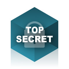 Poster - top seret blue cube icon, modern design web element