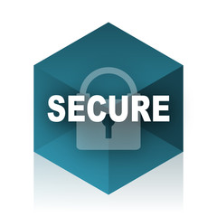 Fototapete - secure blue cube icon, modern design web element