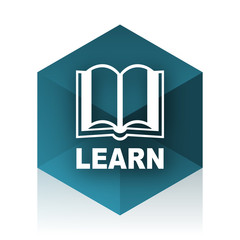 Poster - learn blue cube icon, modern design web element