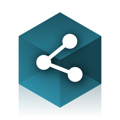 Poster - share blue cube icon, modern design web element