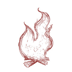 Sticker - Fire concept represented by sketch flame icon. Isolated and flat illustration 