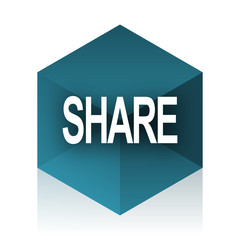 Aufkleber - share blue cube icon, modern design web element