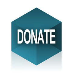 Poster - donate blue cube icon, modern design web element