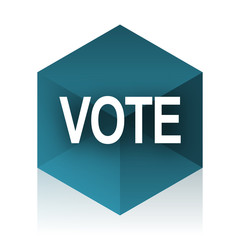 Poster - vote blue cube icon, modern design web element