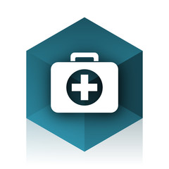 Aufkleber - first aid blue cube icon, modern design web element