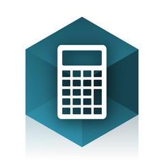 Poster - calculator blue cube icon, modern design web element