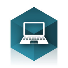 Poster - computer blue cube icon, modern design web element