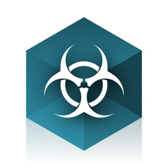 Aufkleber - biohazard blue cube icon, modern design web element