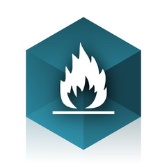 Poster - flame blue cube icon, modern design web element