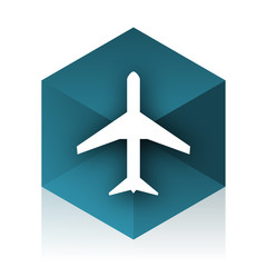 Aufkleber - plane blue cube icon, modern design web element
