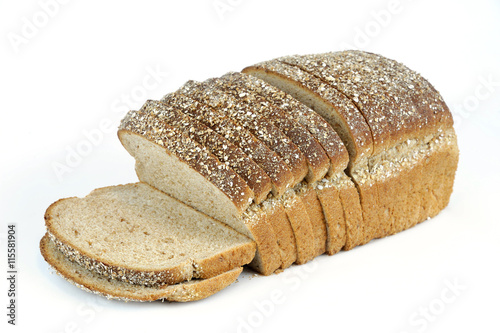 Fotografie, Obraz whole grain sliced bread on white background