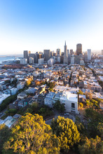 Cityscape And Skyline Of San Francisco With Sunbeam