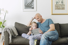 Sweden, Father Doing Homework With Daughter (8-9)