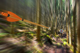Fototapeta  - Arrow traveling through air at high speed to archery target with motion blur, part photo, part 3D rendering