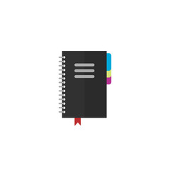 Poster - closed notebook vector icon isolated on white background, flat black notepad organizer with bookmark