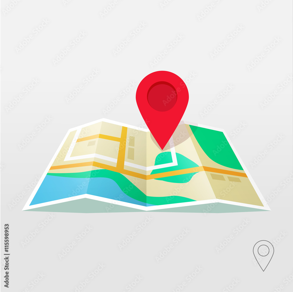 Road map marker pointer with road map vector icon design. Pin pointer ...