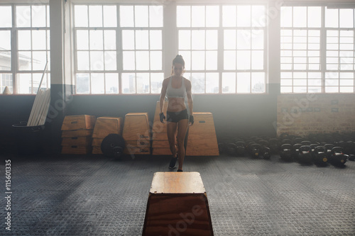 Fitness woman about to start her crossfit workout Canvas Print