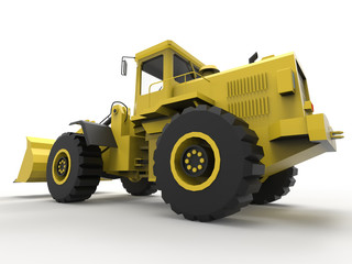 Wall Mural - Excavator on a white uniform background. Backhoe loader. 3d illustration.