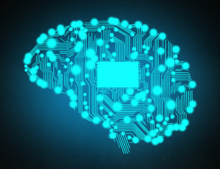 Aufkleber - circuit board in form of brain