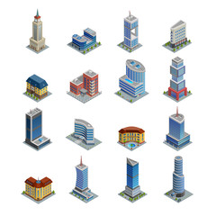 Canvas Print - Building Isometric Icons Set