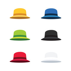 Vector Illustration of Six Colors Cloche Hat, Flat Style
