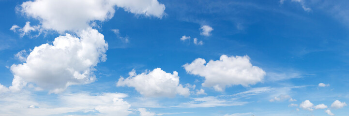 Wall Mural - Vibrant color panoramic sky with cloud on a sunny day.