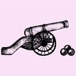 ancient cannon doodle style sketch illustration hand drawn vector
