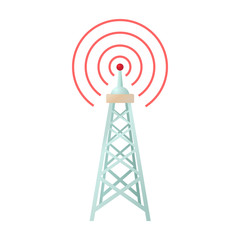 Poster - Radio tower icon in cartoon style on a white background