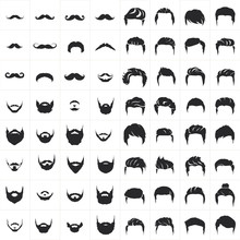 Hipster Style Infographics Elements And Icons Set For Retro Design.Hipster Hair And Beards, Fashion Vector Illustration Set