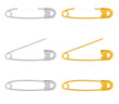 Silver and gold safety pin set vector illustration