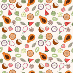 Wall Mural - Seamless exotic fruit pattern