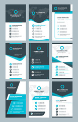 Wall Mural - Set of modern vertical business card print templates. Personal visiting card with company logo. Clean flat design. Vector illustration