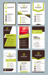 Wall Mural - Set of modern vertical business card print templates. Personal visiting card with company logo. Clean flat design. Vector illustration