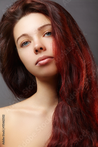 Beautiful Young Woman With Clean Skin Beautiful Shiny Red