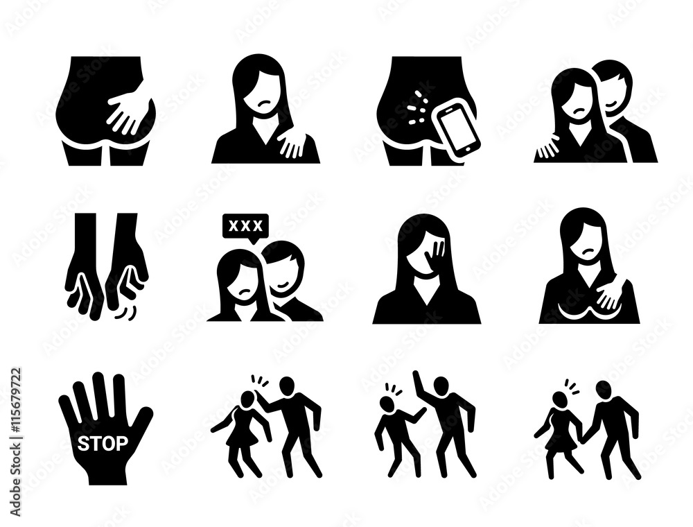 Sexual Harassment Vector Icon Set Stock Vector | Adobe Stock
