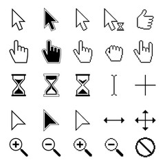 Poster - different smooth and pixel mouse cursors vector set. pixel cursor mouse, illustration arrow cursor